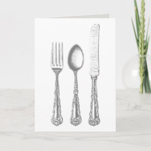 Vintage Cutlery Fork, Knife, Spoon Greeting Card