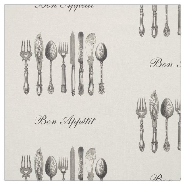 Vintage Cutlery Old Fashioned Print Personalized Fabric (Swatch)