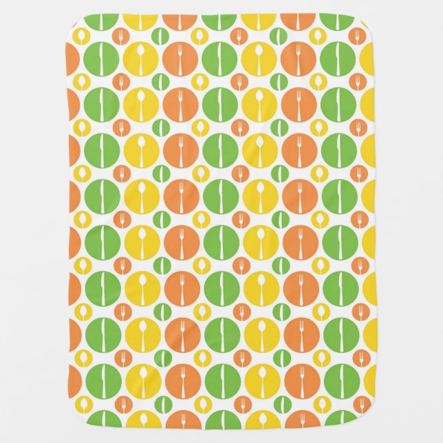 Vintage Cutlery Pattern Baby Blanket (Front)