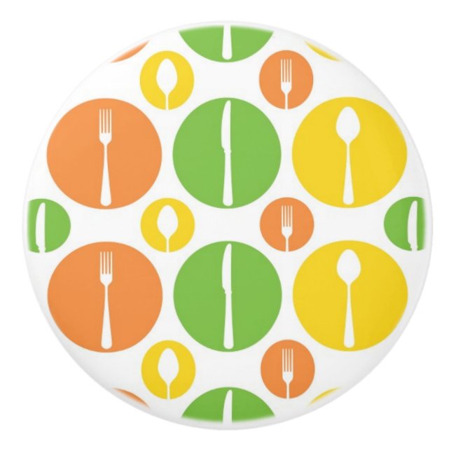 Vintage Cutlery Pattern Ceramic Knob (Front)