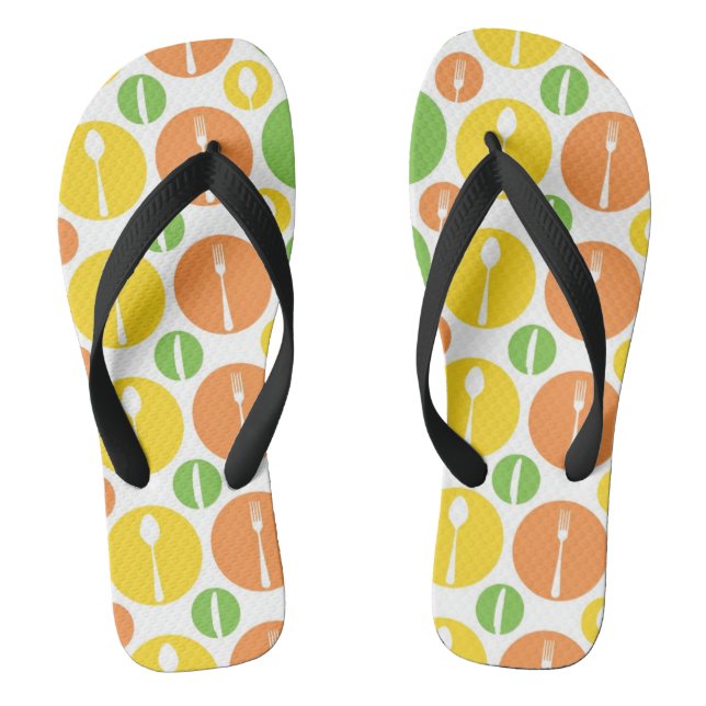 Vintage Cutlery Pattern Flip Flops (Footbed)