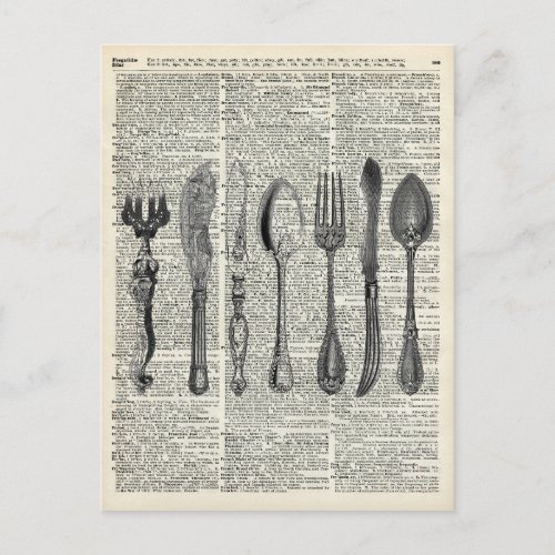 Vintage Cutlery Set Postcard