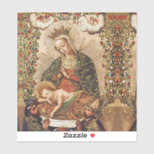 Vintage Cuzco School Virgin Adoring Christ Child Sticker