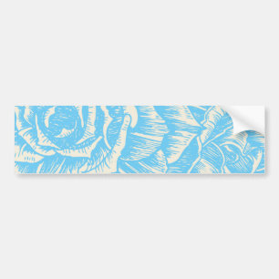 Vintage cyan blue roses floral bumper sticker