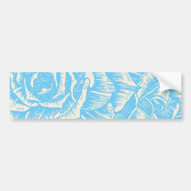 Vintage cyan blue roses floral bumper sticker (Front)