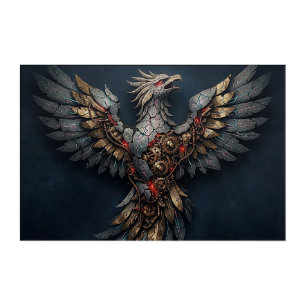 Vintage Cyber-Phoenix:Aged Gold & Neon Mythic Bird Acrylic Print