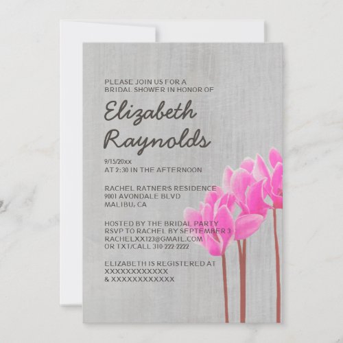 Vintage Cyclamen Bridal Shower Invitations