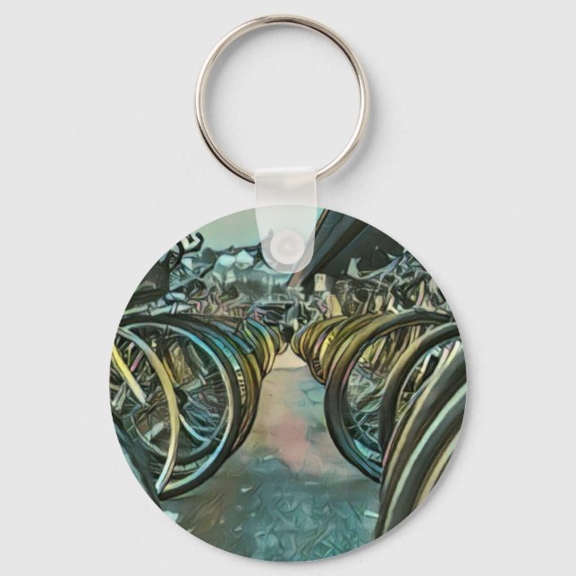 Vintage cycling artwork keychain (Front)