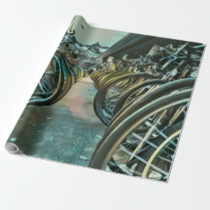 Vintage cycling artwork wrapping paper