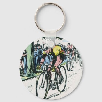 Vintage Cycling Print Keychain by Kinder_Kleider at Zazzle
