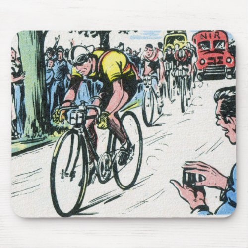 Vintage Cycling Print Mouse Pad