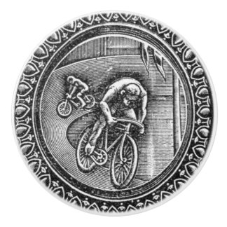 Vintage Cycling Race Engraving Ceramic Knob