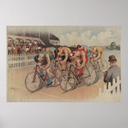 Vintage Cycling Race Illustration 1895 Poster