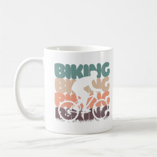 vintage cycling retro colors with biker silhouette coffee mug