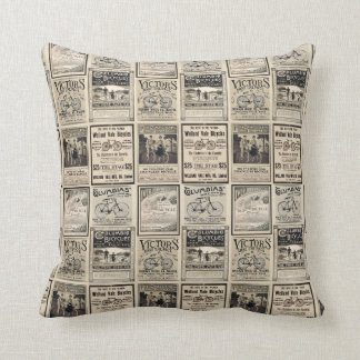 Vintage Cyclist Advertising Collage Throw Pillow