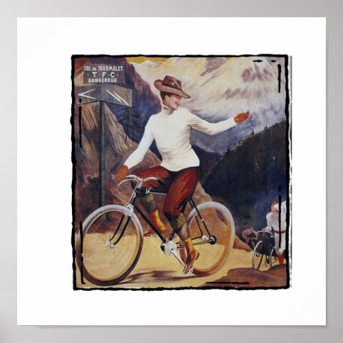 Vintage Cyclist Bicycle Ad Poster