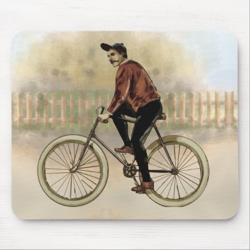 Vintage Cyclist in the Country Mouse Pad