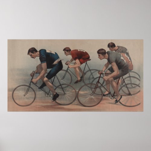 Vintage Cyclist Race Illustration 1896 Poster