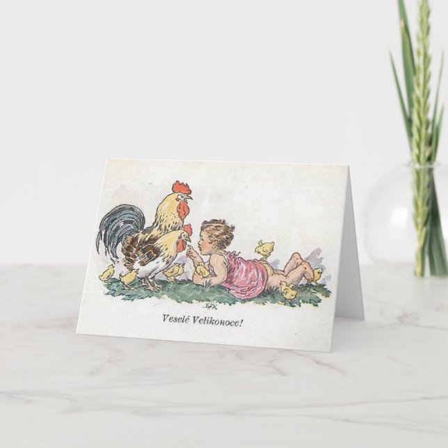 Vintage Czech / Slovak Easter Card (Front)