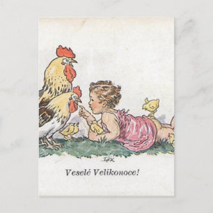 Vintage Czech / Slovak Easter Vesele Velikonoce! Holiday Postcard
