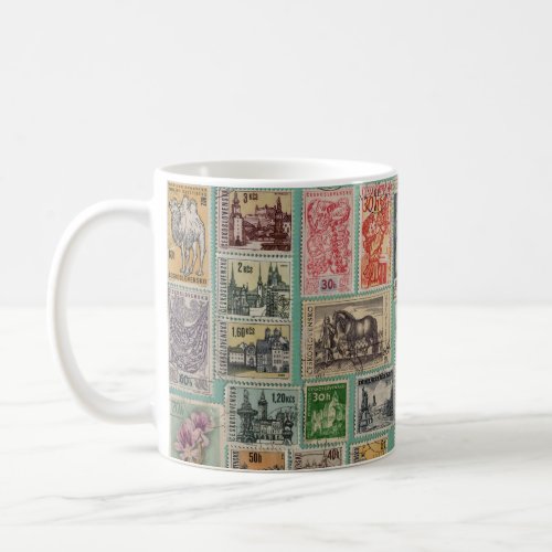 Vintage Czech stamps copyright free Coffee Mug