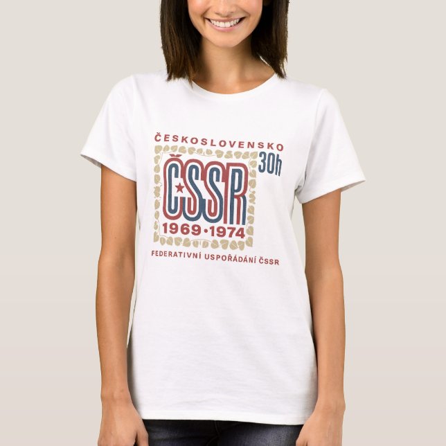 Vintage Czechoslovak ČSSR Stamp Artwork T-Shirt (Front)