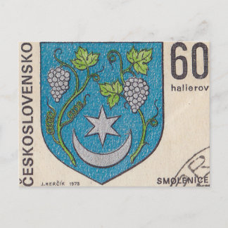 Vintage czechoslovak-postage-stamp postcard