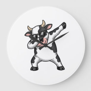 Vintage Dabbing Cow Sunglasses Graphic Shirt_1 Large Clock