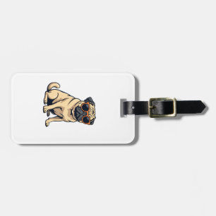 Vintage Dabbing Pug with Sunglasses Funny Dog Vect Luggage Tag