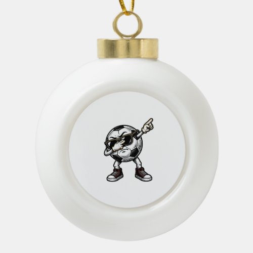Vintage Dabbing Soccer Ball Shirt Design (2)_1 Ceramic Ball Christmas Ornament