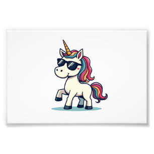 Vintage Dabbing Unicorn Rainbow Cartoon Vector Des Photo Print