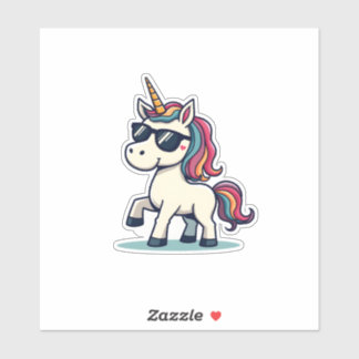 Vintage Dabbing Unicorn Rainbow Cartoon Vector Des Sticker