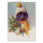 Vintage Dachshund at Christmas (Blank Inside), (Front)