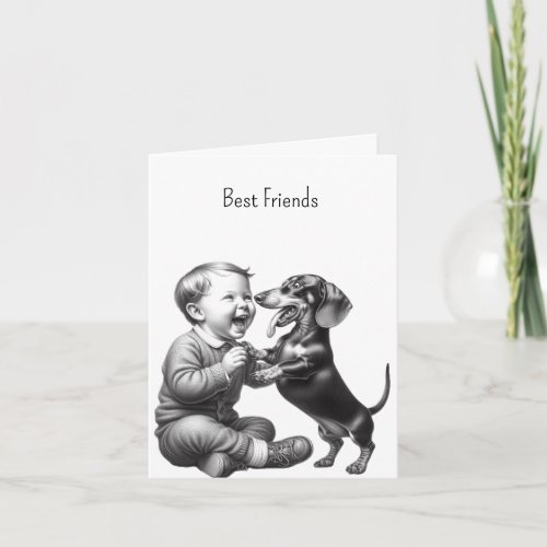 Vintage Dachshund Best Friend Card
