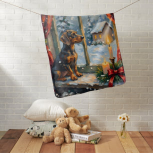 Vintage Dachshund by Cozy Christmas Window Baby Blanket