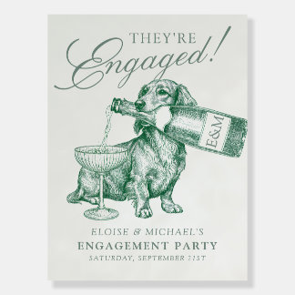 Vintage Dachshund Champagne Engagement Party Foam Board