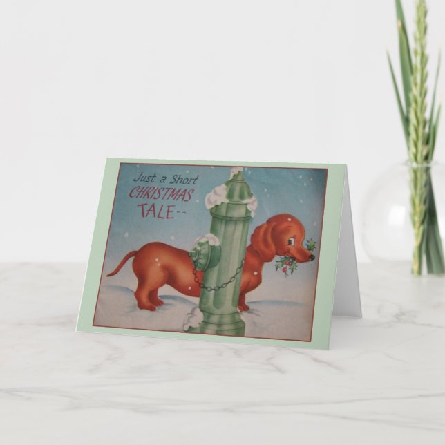 Vintage Dachshund Christmas Greeting Card (Front)