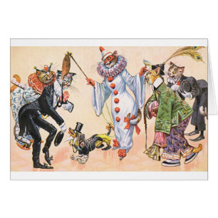 Vintage -  Dachshund Crashes a Cat Party,