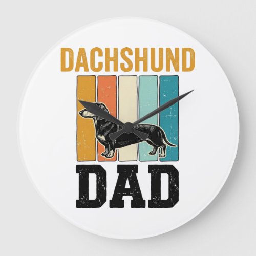 Vintage Dachshund Dad Dog Lover Vector Design_1 Large Clock