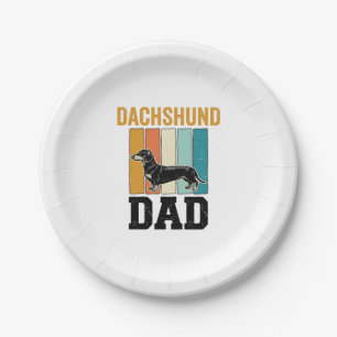 Vintage Dachshund Dad Dog Lover Vector Design_1 Paper Plates