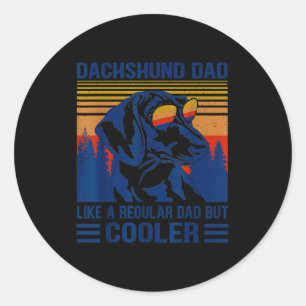 Vintage Dachshund Dad Like A Regular Dad But Coole Classic Round Sticker