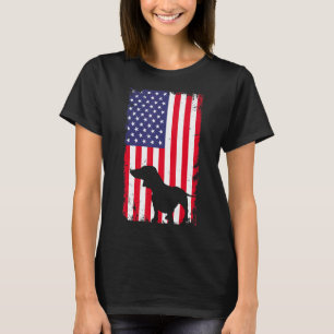 Vintage Dachshund Dog American Flag Dog  Men Women T-Shirt