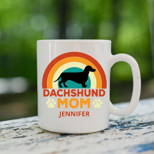 Vintage Dachshund  Dog Mom Sunset Personalized Coffee Mug