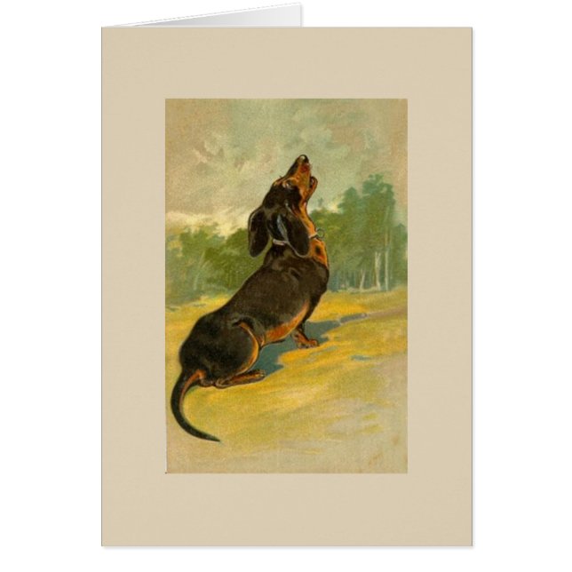 Vintage - Dachshund Howling, Cards (Front)
