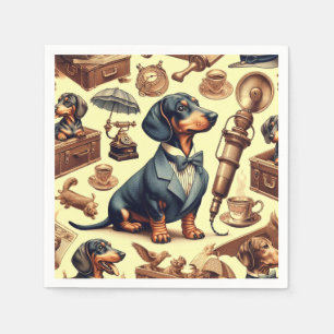 Vintage Dachshund Illustration Napkins