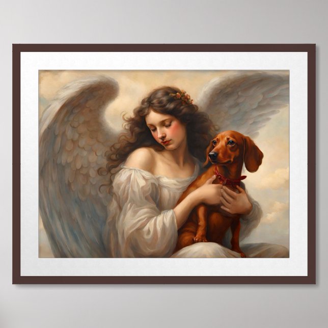 Vintage Dachshund in Heaven Dog Art  Framed Art (Framed Front)