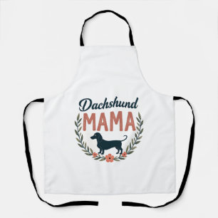 Vintage Dachshund Mama Floral Dog Lover Vector Des Apron