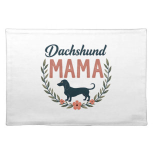 Vintage Dachshund Mama Floral Dog Lover Vector Des Cloth Placemat