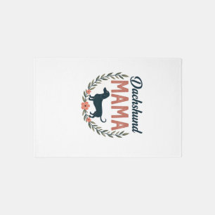 Vintage Dachshund Mama Floral Dog Lover Vector Des Rug
