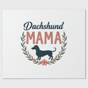 Vintage Dachshund Mama Floral Dog Lover Vector Des Wrapping Paper
